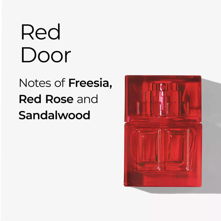 Red Door fragrance includes notes of freesia, red rose and sandalwood