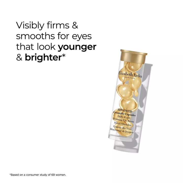 Advanced Ceramide Capsules Eye Serum visibly firms and smooths for eyes that look younger and brighter* *Based on a consumer study of 69 women.