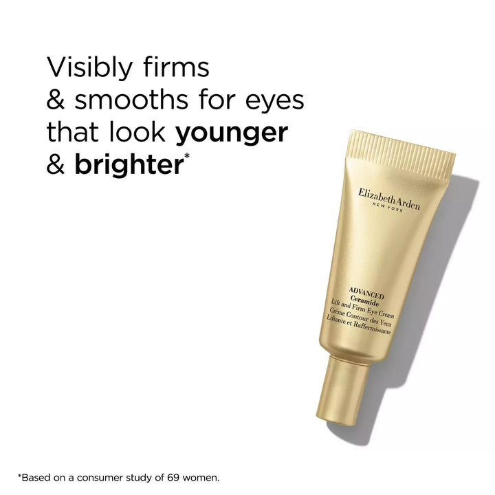 Advanced Ceramide Lift and Firm Eye Cream visibly firms and smooths for eyes that look younger and brighter* *Based on a consumer study of 69 women.