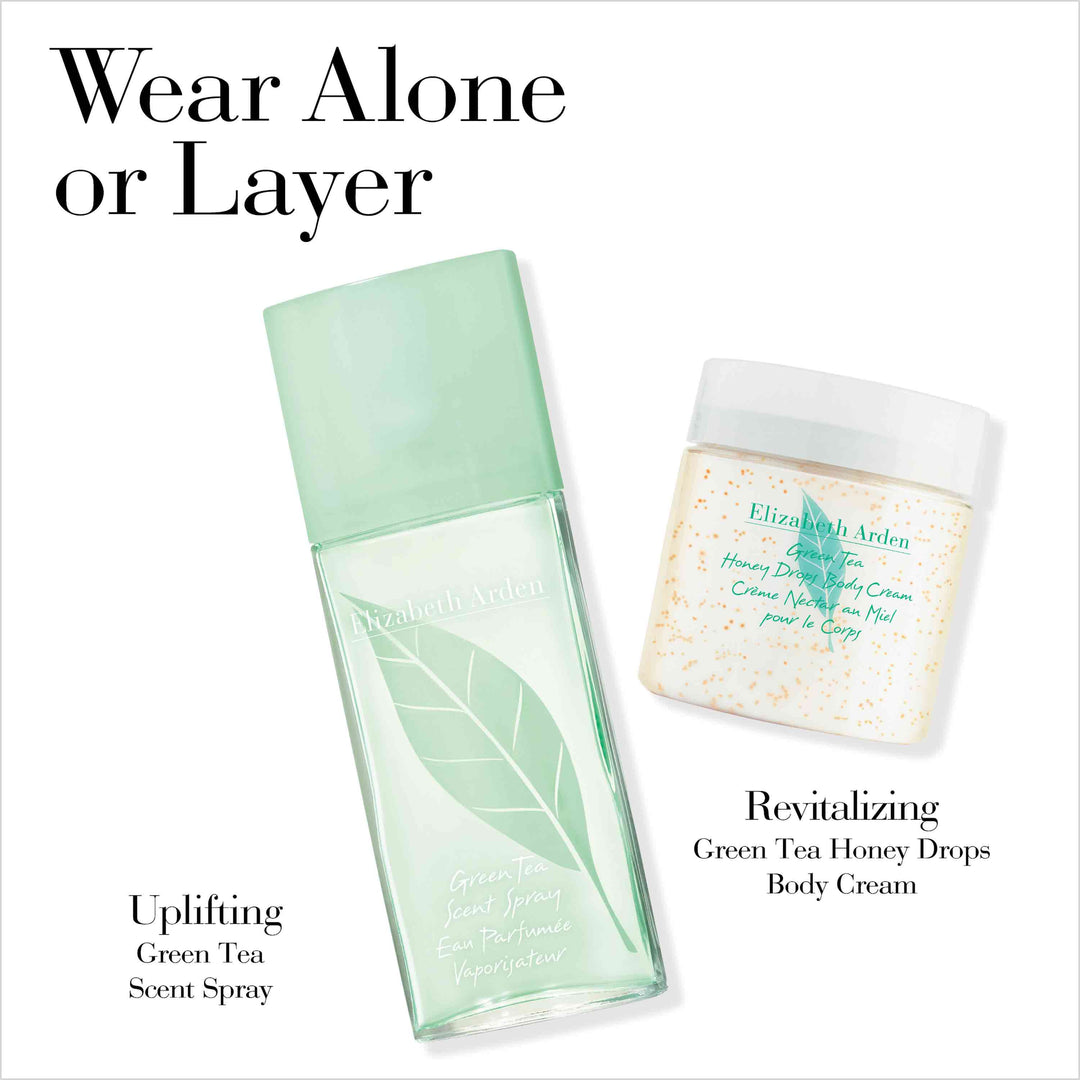 Wear Alone or Layer. Uplifting with Green Tea Scent Spray and Revitalising with Green Tea Honey Drops Body Cream