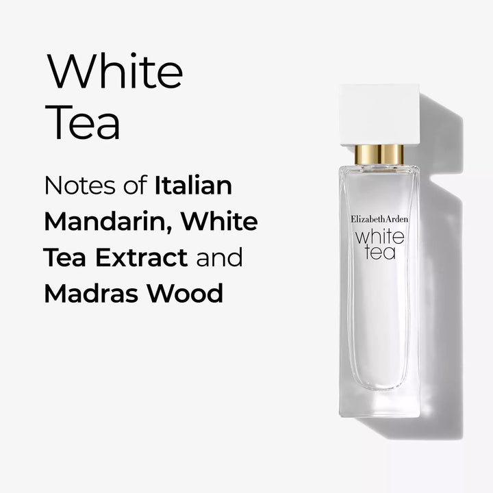 White Tea Eau De Toilette includes notes of Italian mandarin, white tea extract and madras wood